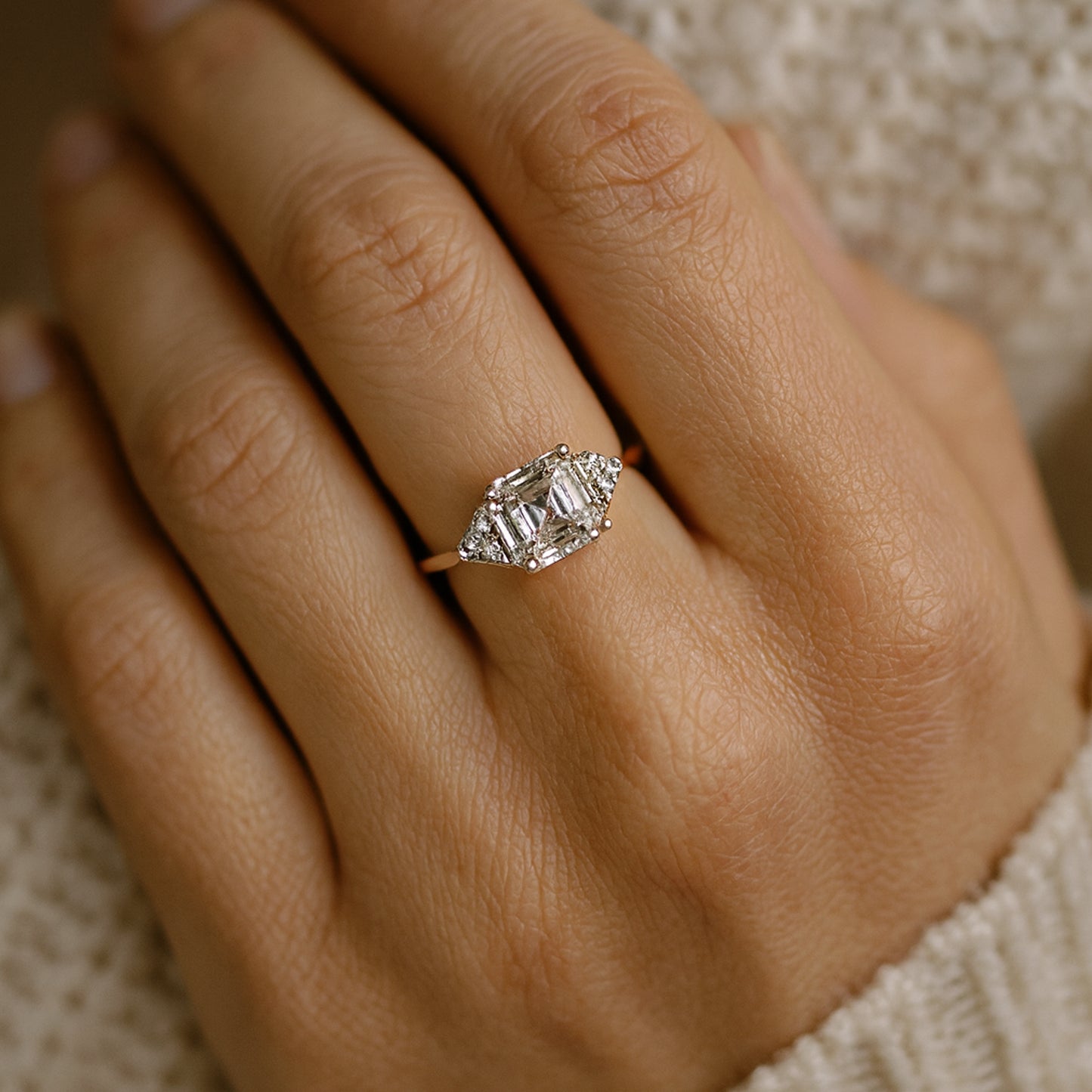 December Stone Asscher Cut Wedding Ring, Engagement Jewelry With Square Step-Cut And Classic Prong Setting