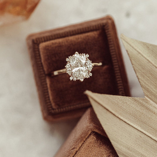 Oval Cut Halo Engagement Ring, Moissanite Baguette Stone Wedding Band Fine Jewelry With VVS1 Clarity