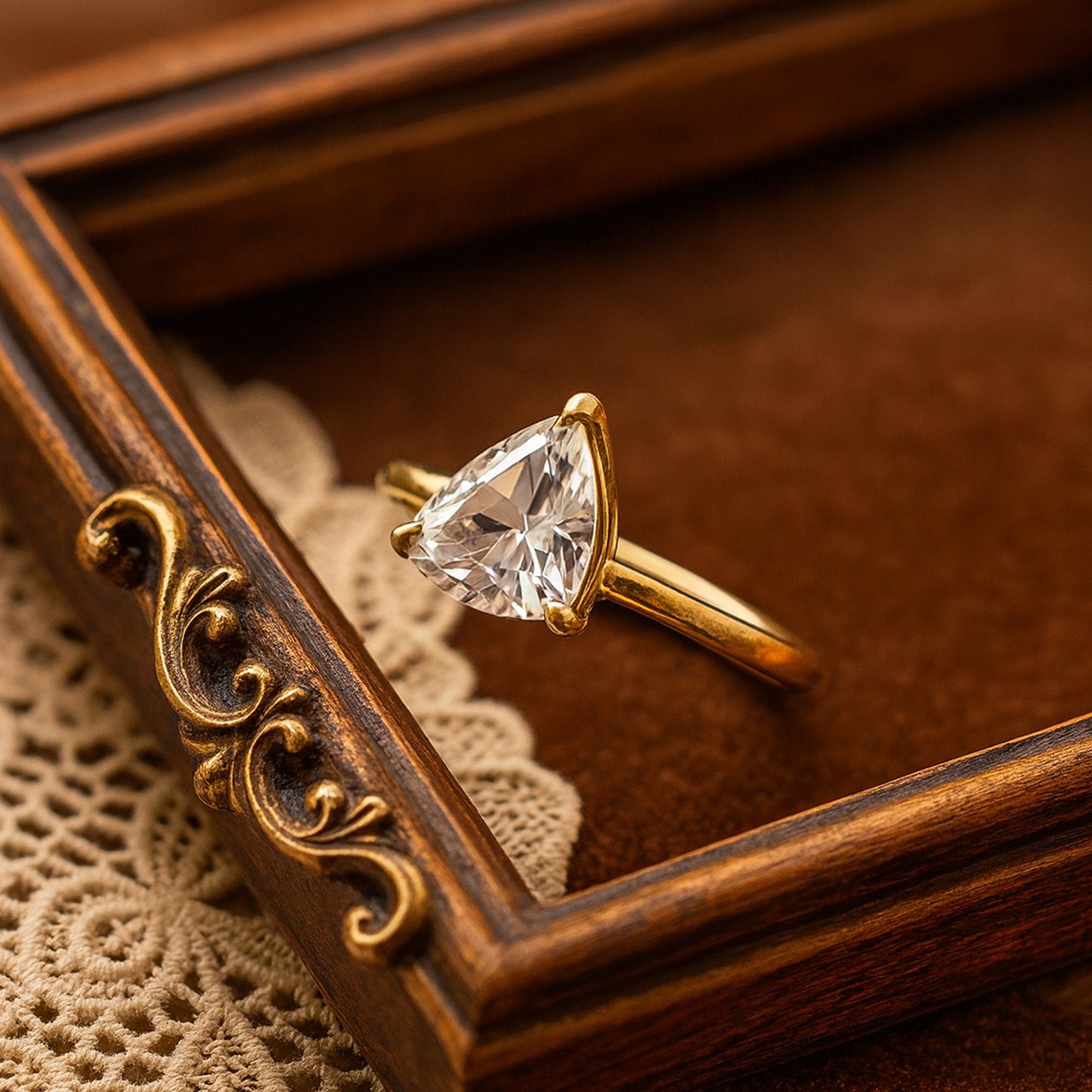 September Birthstone Trillion Cut Moissanite Ring Featuring Timeless Diamond-Like Elegance.