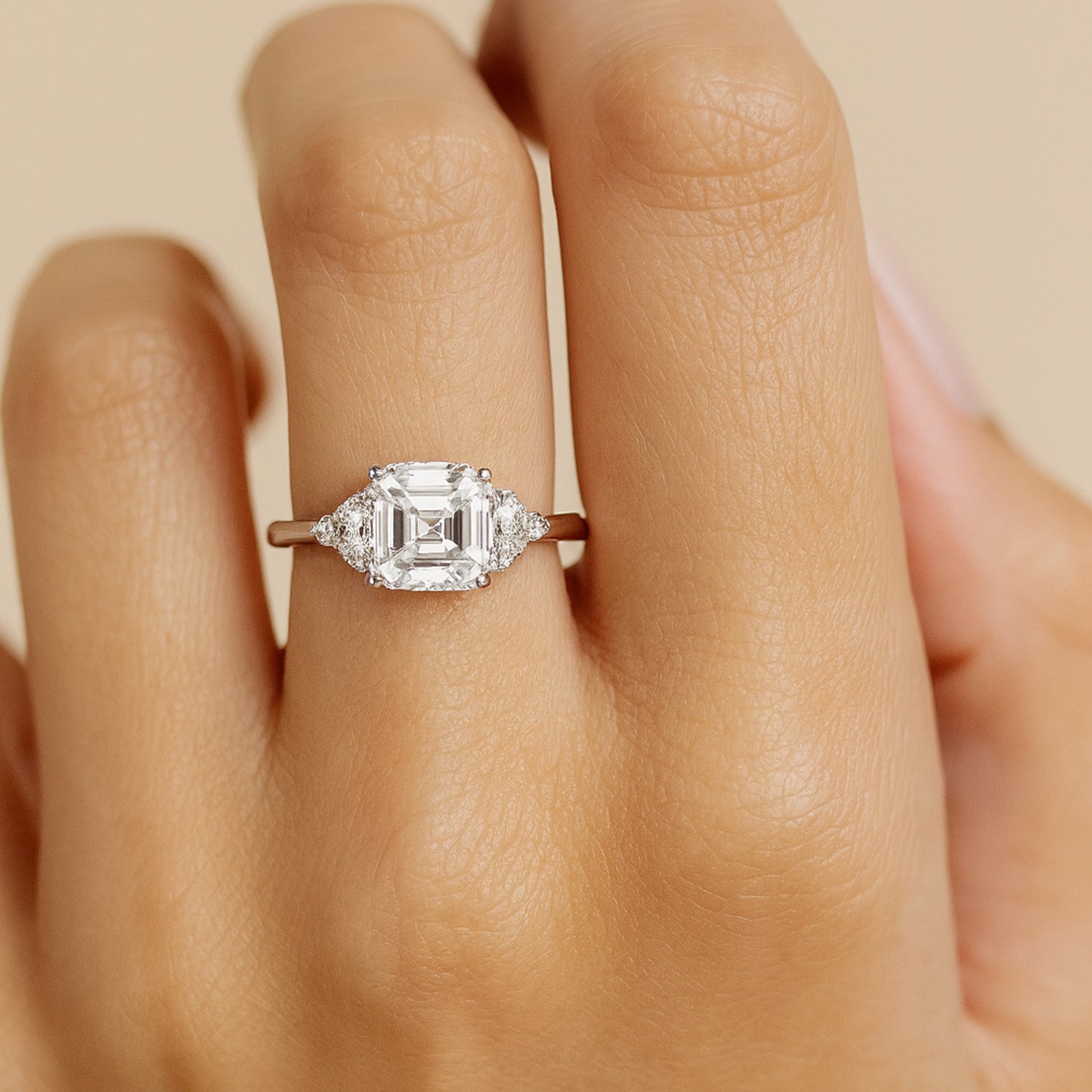 December Birthstone Ring With Asscher Cut, Wedding Engagement Jewelry Featuring Classic Elegant Prong Setting