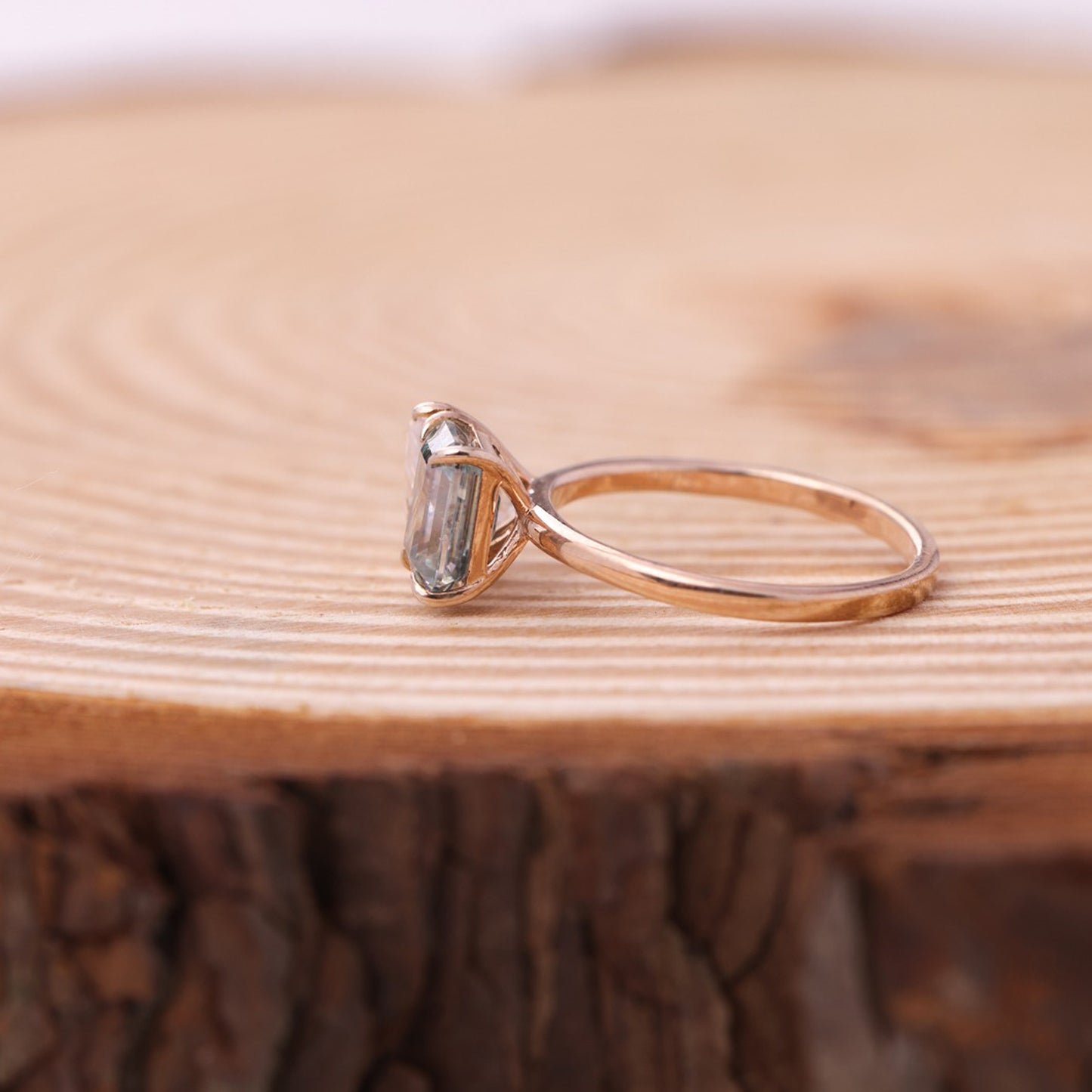 Pear Emerald Moissanite Ring, Toi Et Moi Rose Gold Engagement Fine Jewelry With Glamour