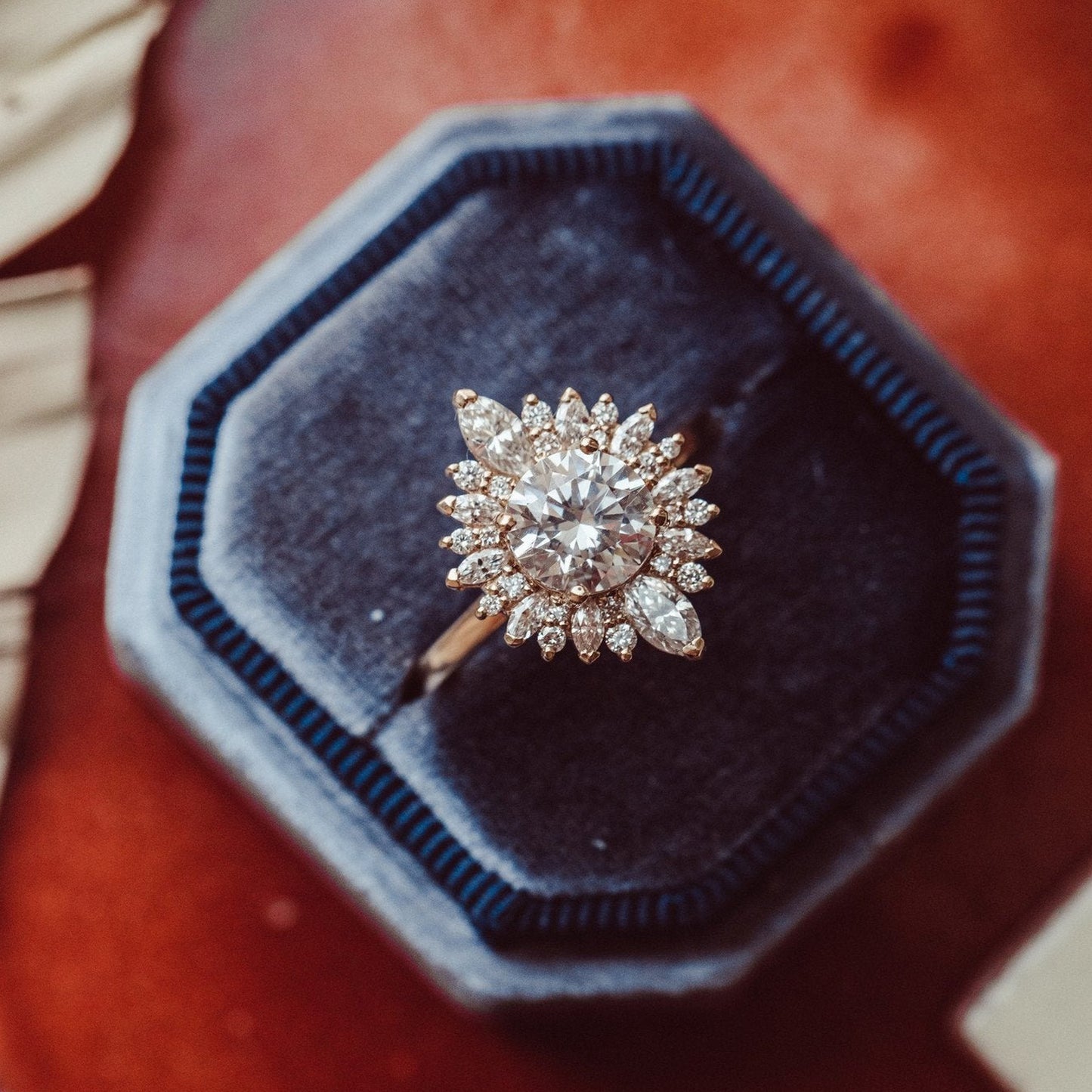 Moissanite Round Engagement Ring, Wedding Band Fine Jewelry With Cluster Halo Setting And Brilliant Fire
