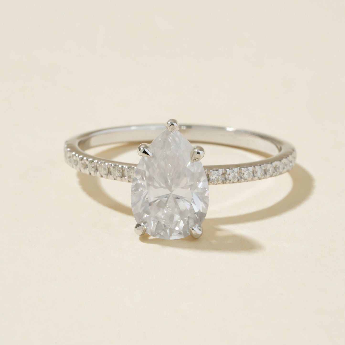 Engagement Pear Shape Ring, Moissanite Teardrop 1ct 10K White Gold Fine Jewelry With Style