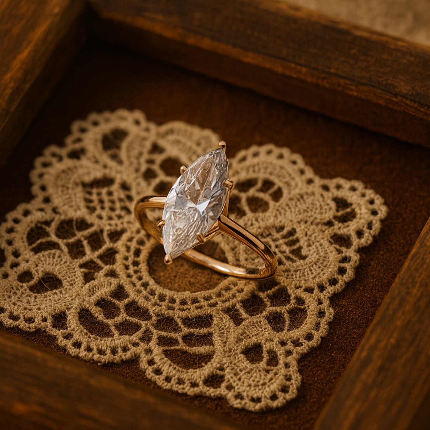 Elegant Marquise Cut Moissanite Ring In Gold Setting Perfect For Engagements And Proposals Gift For Her