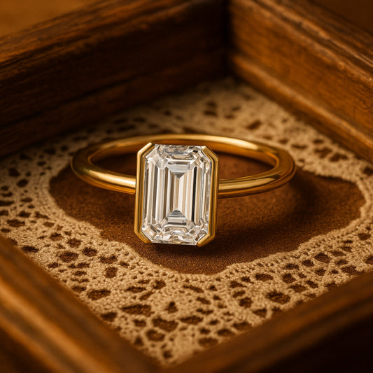 Luxury 18K Gold Emerald-Cut Diamond Solitaire Ring | Fine Jewelry by Diiro, Women’s Engagement & Anniversary Ring USA