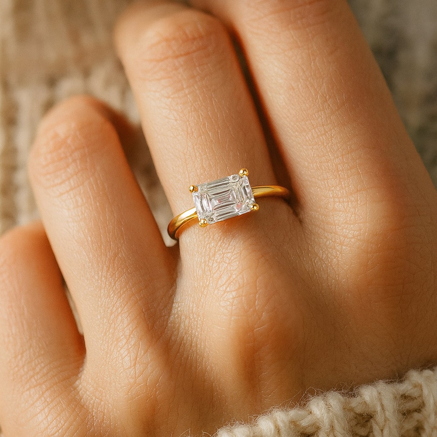 1 CT Emerald Cut Lab Grown Diamond Solitaire Ring in 18K Gold – Diiro Ethical Engagement Jewelry