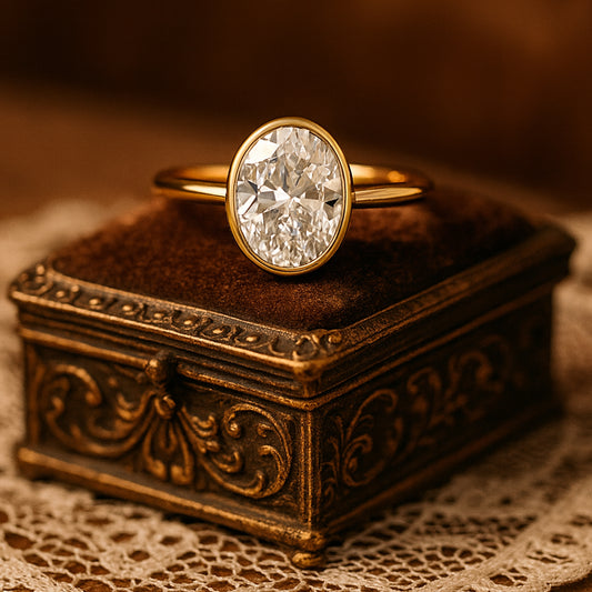Luxury 18K Gold Oval-Cut Diamond Solitaire Ring | Elegant Fine Jewelry by Diiro, Women’s Engagement & Anniversary Gift USA