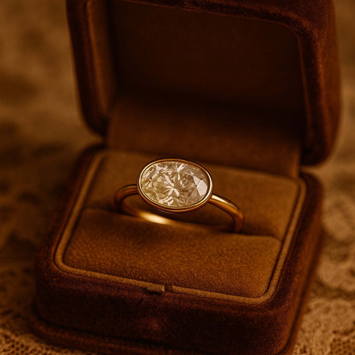Minimalist Oval Moissanite Ring With Gold Bezel Setting Perfect April Birthstone Engagement Gift