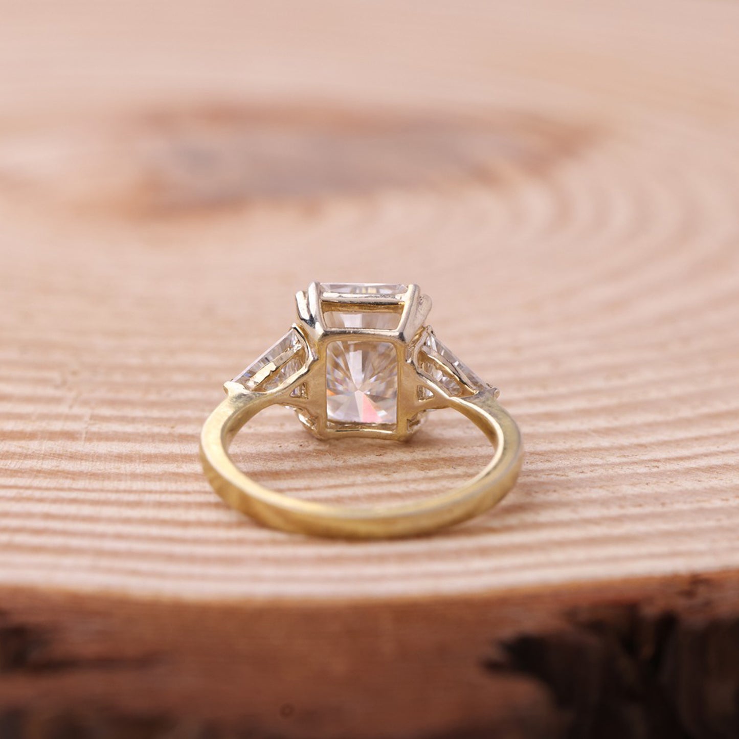 Promise Ring Symbolizes 10K Yellow Gold Cushion Cut Diamond Trilogy Ring