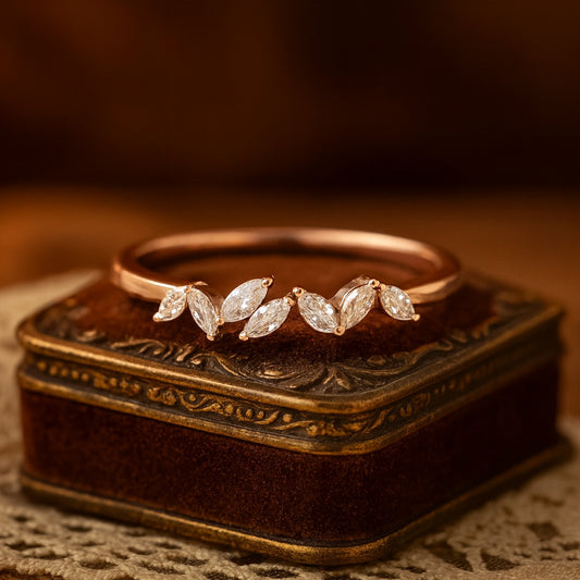 Marquise Shape Moissanite Vintage Cluster Ring Unique Pear Bridal Band Anniversary Promise Wedding Ring