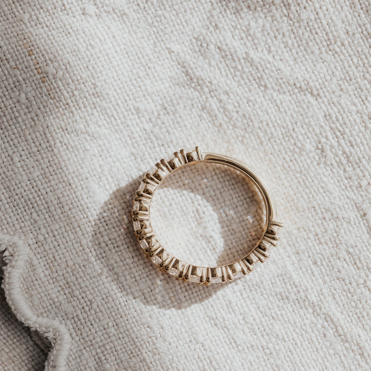 Oval Moissanite Wedding Band, 14K Yellow Gold Eternity Ring Fine Jewelry With Eternal Symbolism