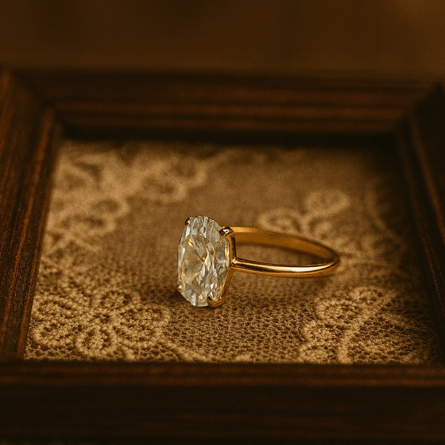 Oval Moissanite Gold Ring For Women, Elegant And Sparkling Design Resembling A Diamond Engagement Or Promise Ring.
