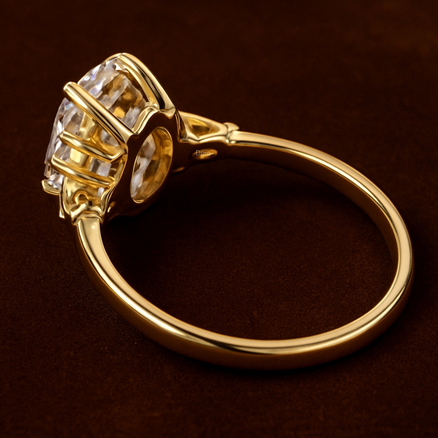 Teardrop Moissanite Engagement Ring In Yellow Gold, Women's Proposal Jewelry For Brides With Brilliance