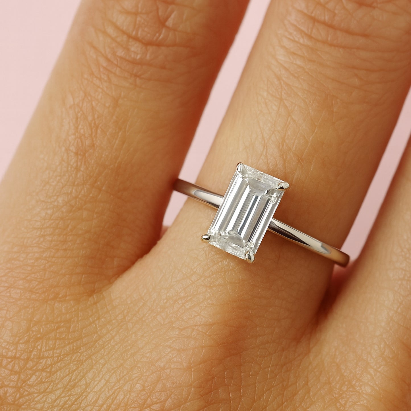 Classic Emerald Cut Moissanite Diamond Alternative Ring Perfect For Engagement Or Anniversary Gift