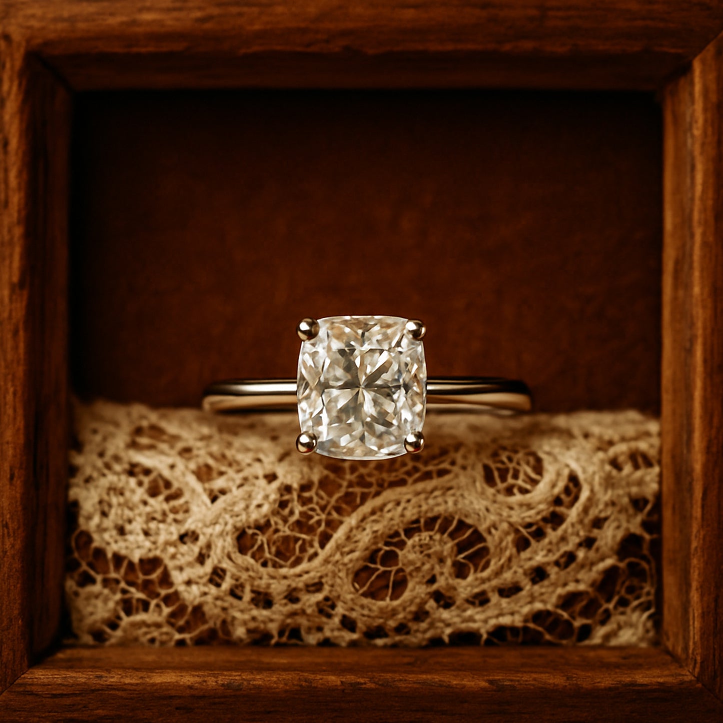 Cushion Cut Moissanite Solitaire Ring With Diamond Shine Perfect For Brides And Engagement Gifts