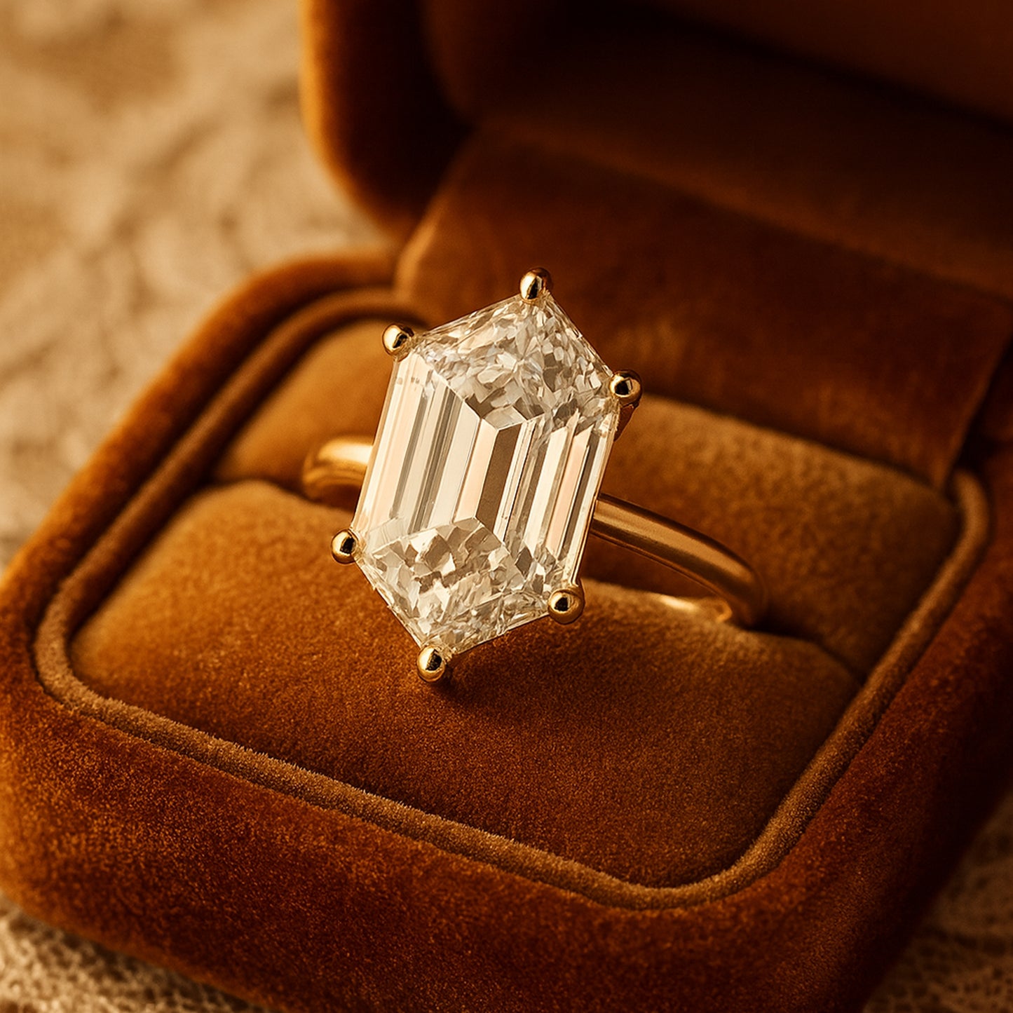 Hexagon Cut Moissanite Solitaire Engagement Ring For March Birthstone Brides Crafted With Diamond Inspired Sparkle