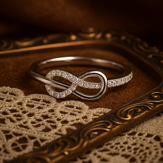 Beautiful Infinity Knot Moissanite Ring, Pavé Setting Design That Captures Love’s Endless Bond
