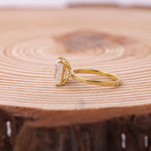 Emerald & Pear Moissanite Ring, Toi Et Moi Yellow Gold Engagement Fine Jewelry With Romantic Design