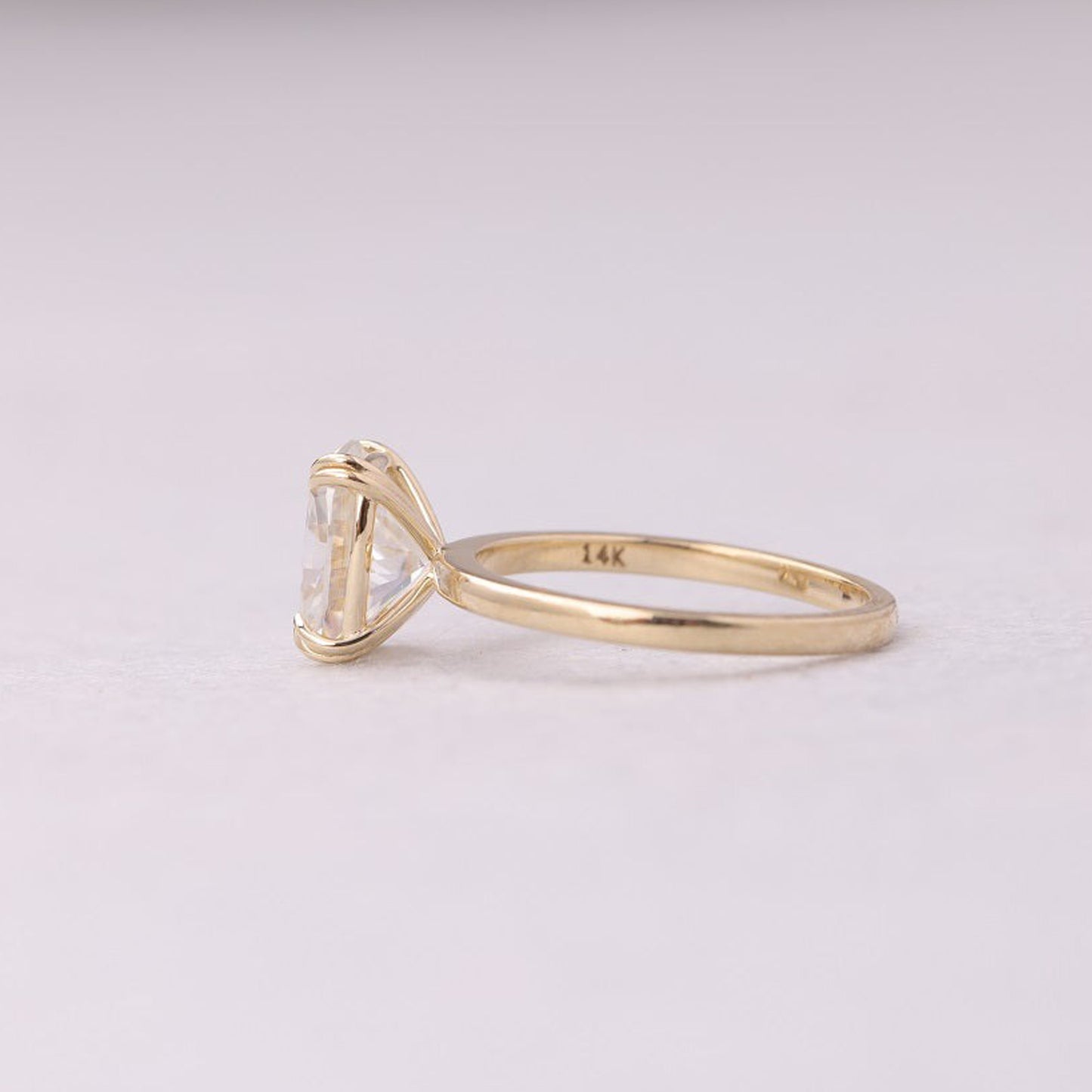Simple Cushion Moissanite Ring, September Birthstone 14K Gold Solitaire Engagement Fine Jewelry With Sparkle