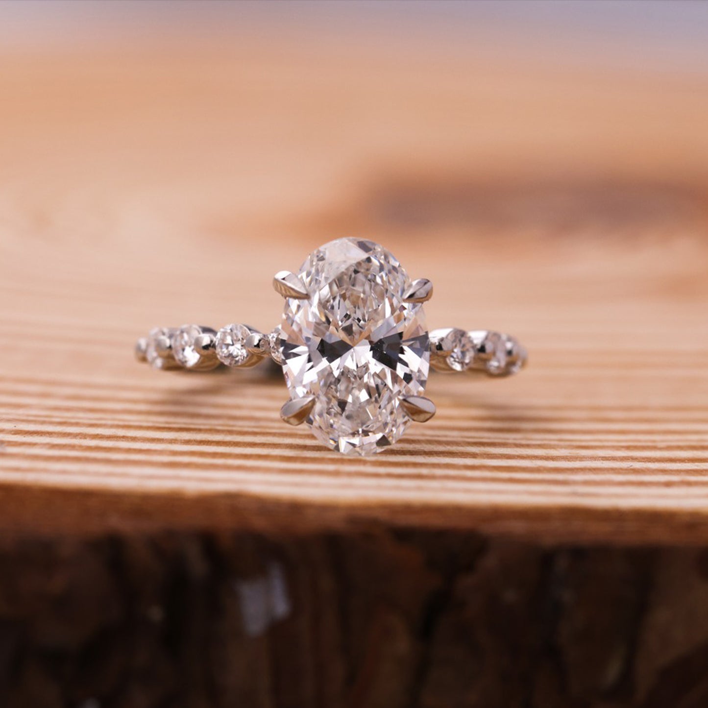 Engagement Oval Cut Ring, Moissanite Solitaire Fine Jewelry With Romance