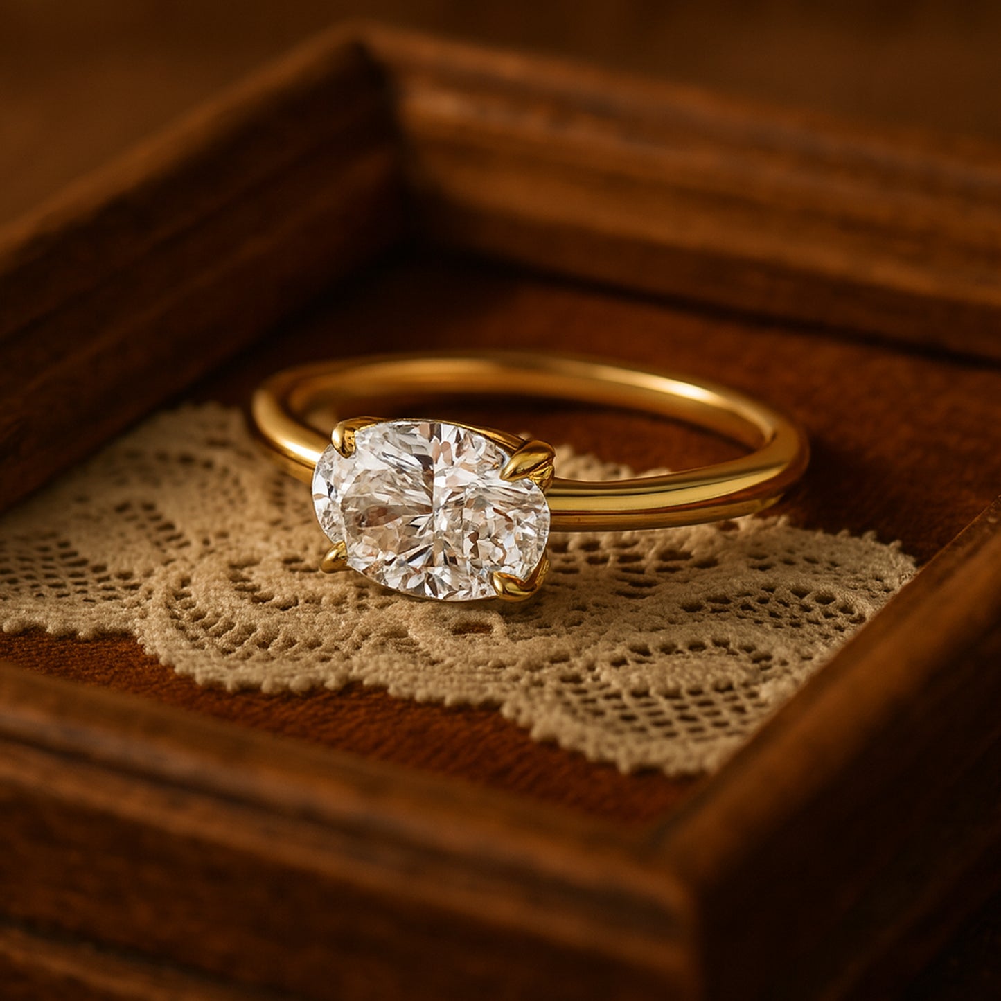 Elegant Diiro Oval Diamond Gold Ring In A Minimal Solitaire Design, Crafted To Reflect Grace, Luxury, And Effortless Beauty.