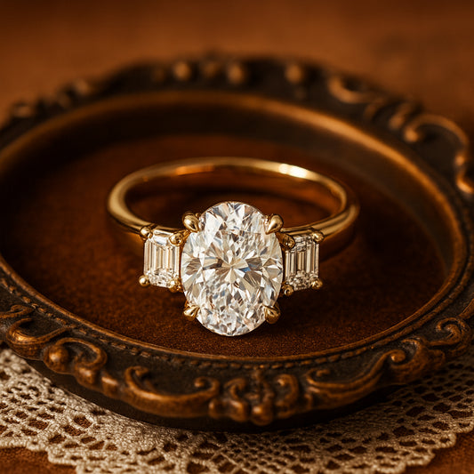Elegant Oval Cut Diamond Engagement Ring In 18K Gold