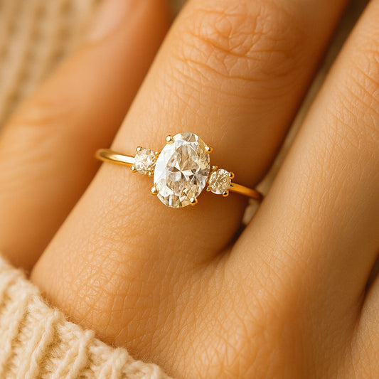 Central Oval With Round Modern Minimalist Stacking Band for Woman