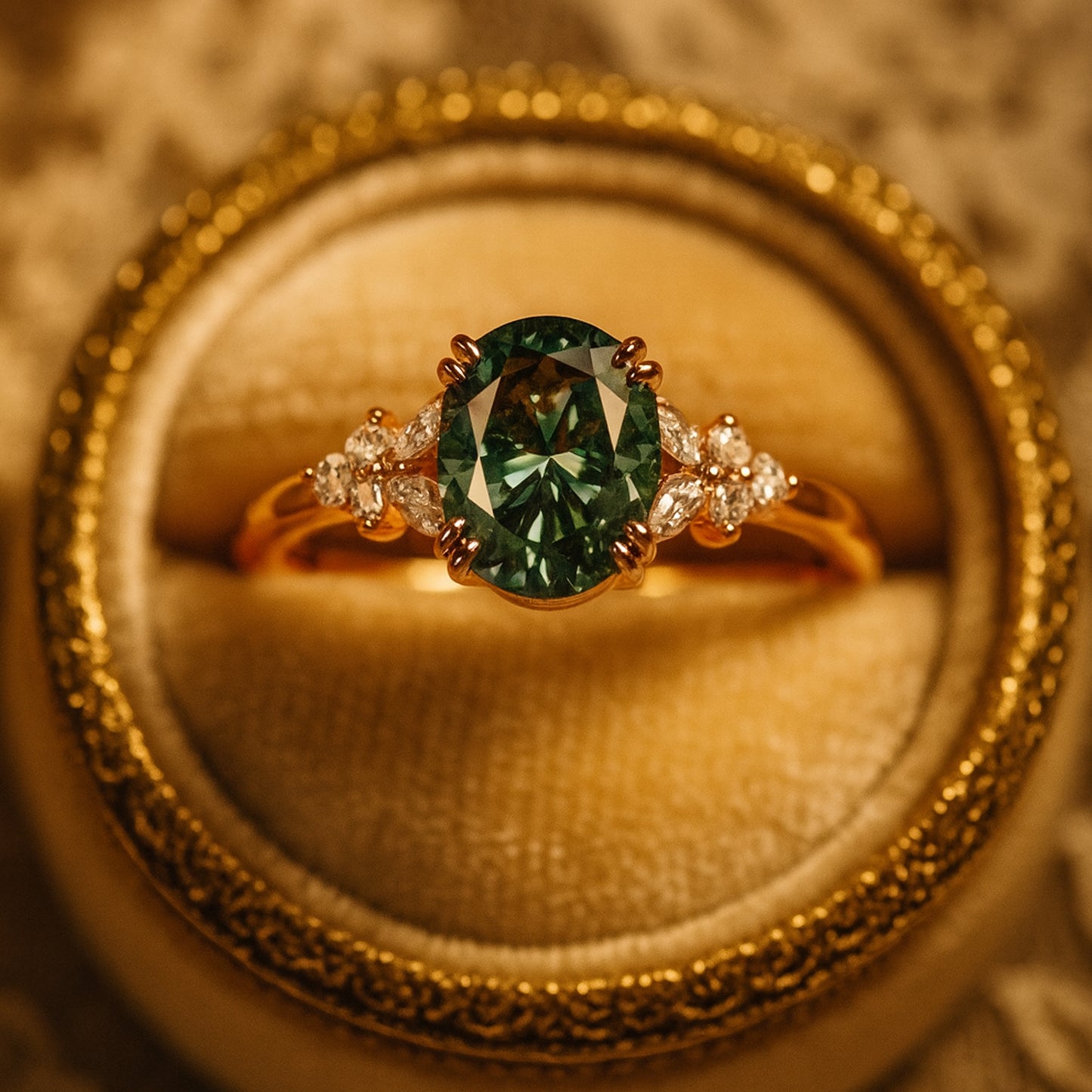 Vintage Style On Ornate Wooden Jewelry White Gold Engagement Ring Woman