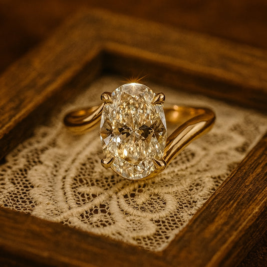 1.50ct Oval Cut Moissanite Engagement Ring With Prong Solitaire Setting In Gold VVS1 Clarity