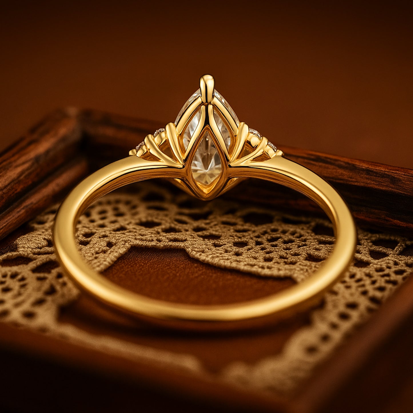 Engagement Ring Pear Cut Rose Gold Wedding Bridal Gift for Women