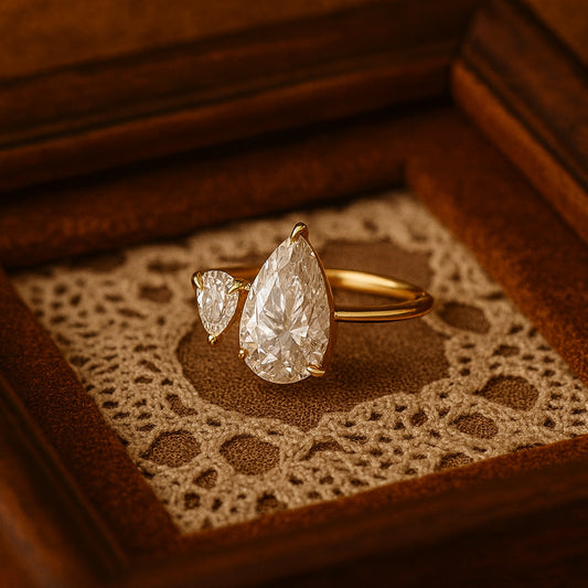 Pear CutaElegant Toi Et Moi Double Stone Ring With Pear Cut Moissanite Offering Diamond Inspired Sparkle Perfect For Engagements And Anniversaries Women Diamond Ring Unique Love Band Fine Jewelry Gift