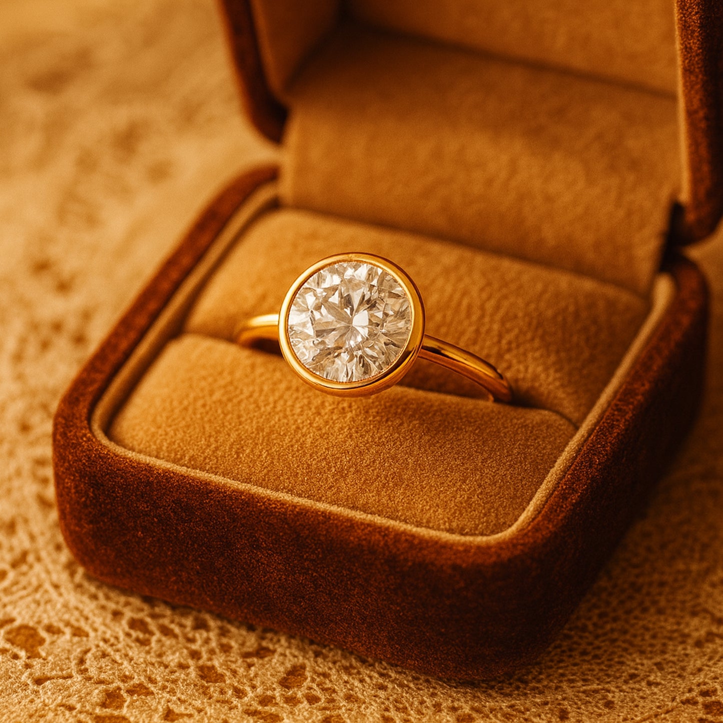 Gold Bridal Ring Bezel Round Plain Wedding Band Anniversary Rings Gift