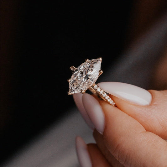 Marquise Cut Moissanite Engagement Ring, September Birthstone Rose Gold Fine Jewelry With VVS1 Clarity