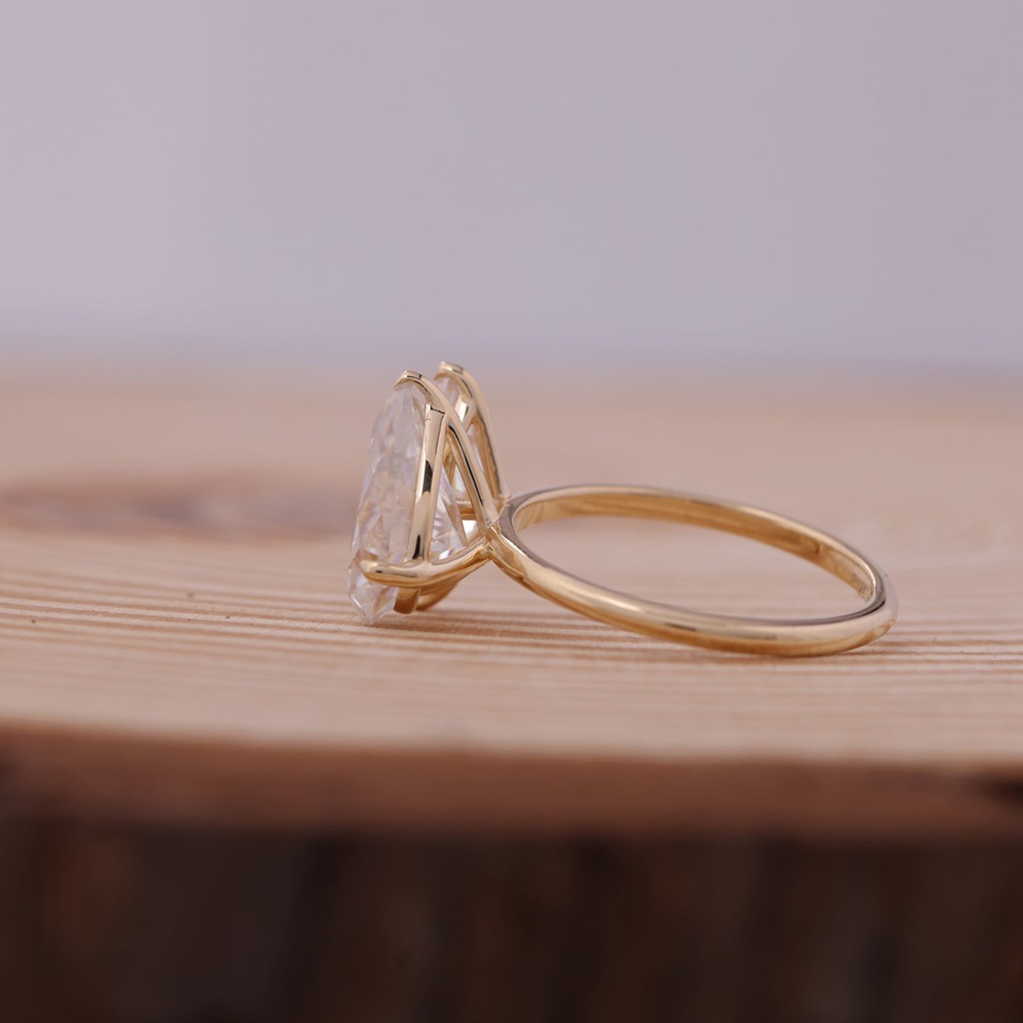 Elegant Toi Et Moi Ring, Pear Marquise Moissanite Rose Gold Engagement Fine Jewelry