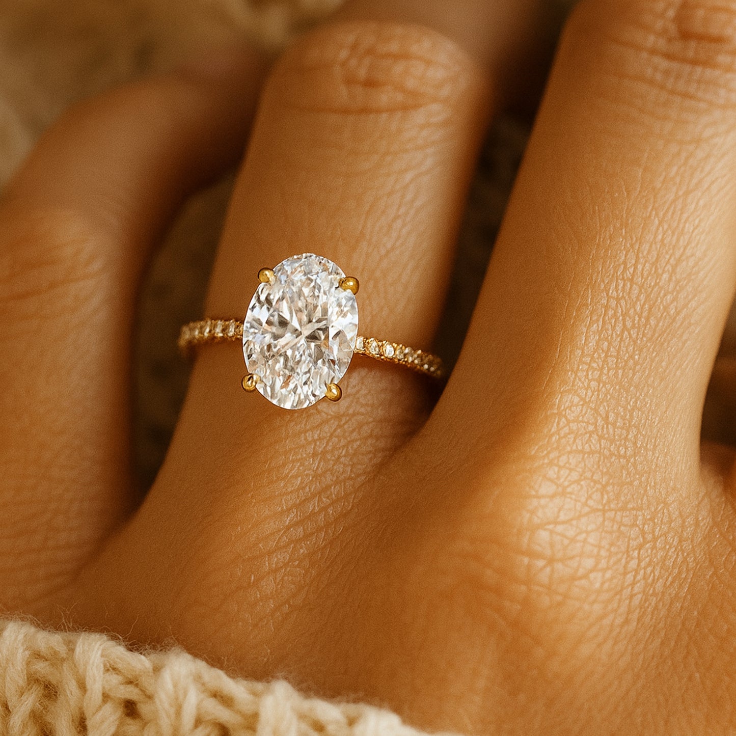 Oval Diamond Solitaire Ring In 18K Gold, Handcrafted With Precision To Reflect Fine Jewelry