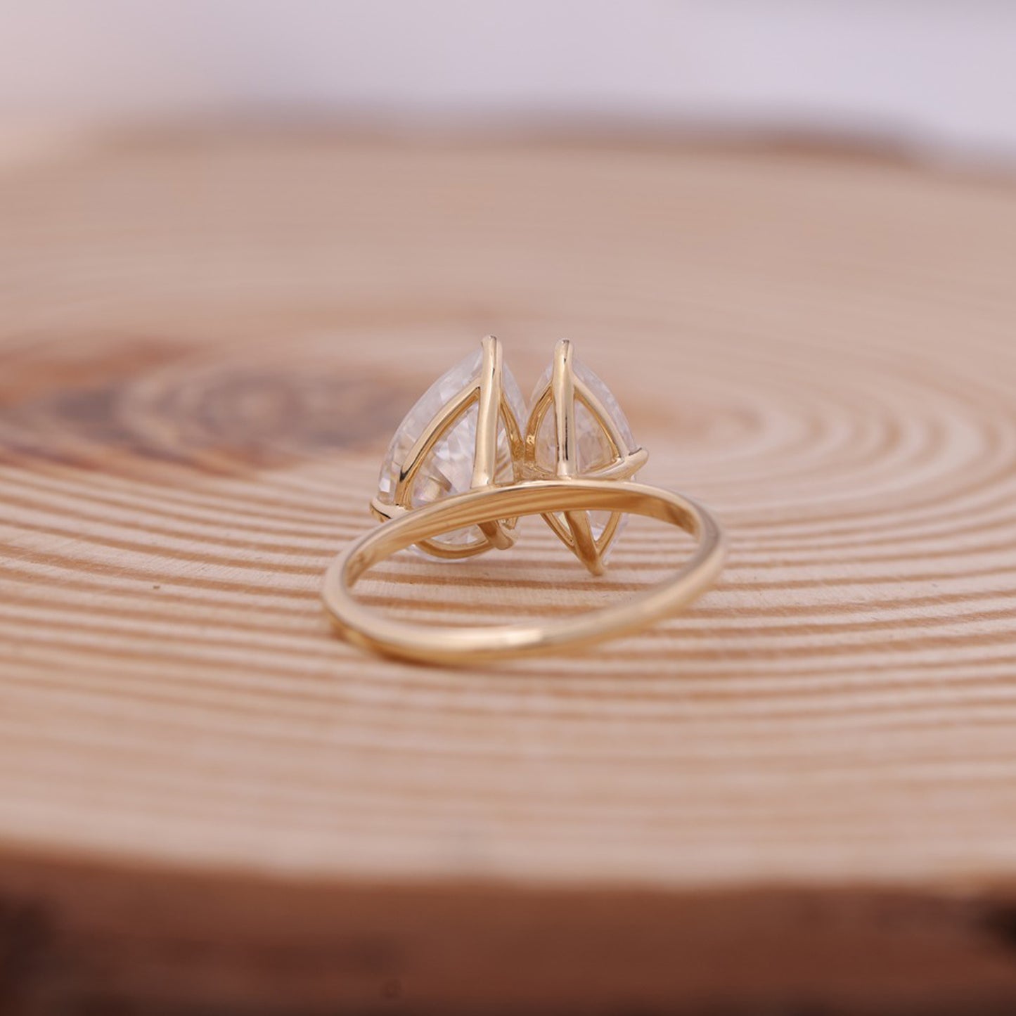 Rose Gold Toi Et Moi Ring, Pear Marquise Moissanite Engagement Fine Jewelry With Brilliant Sparkle