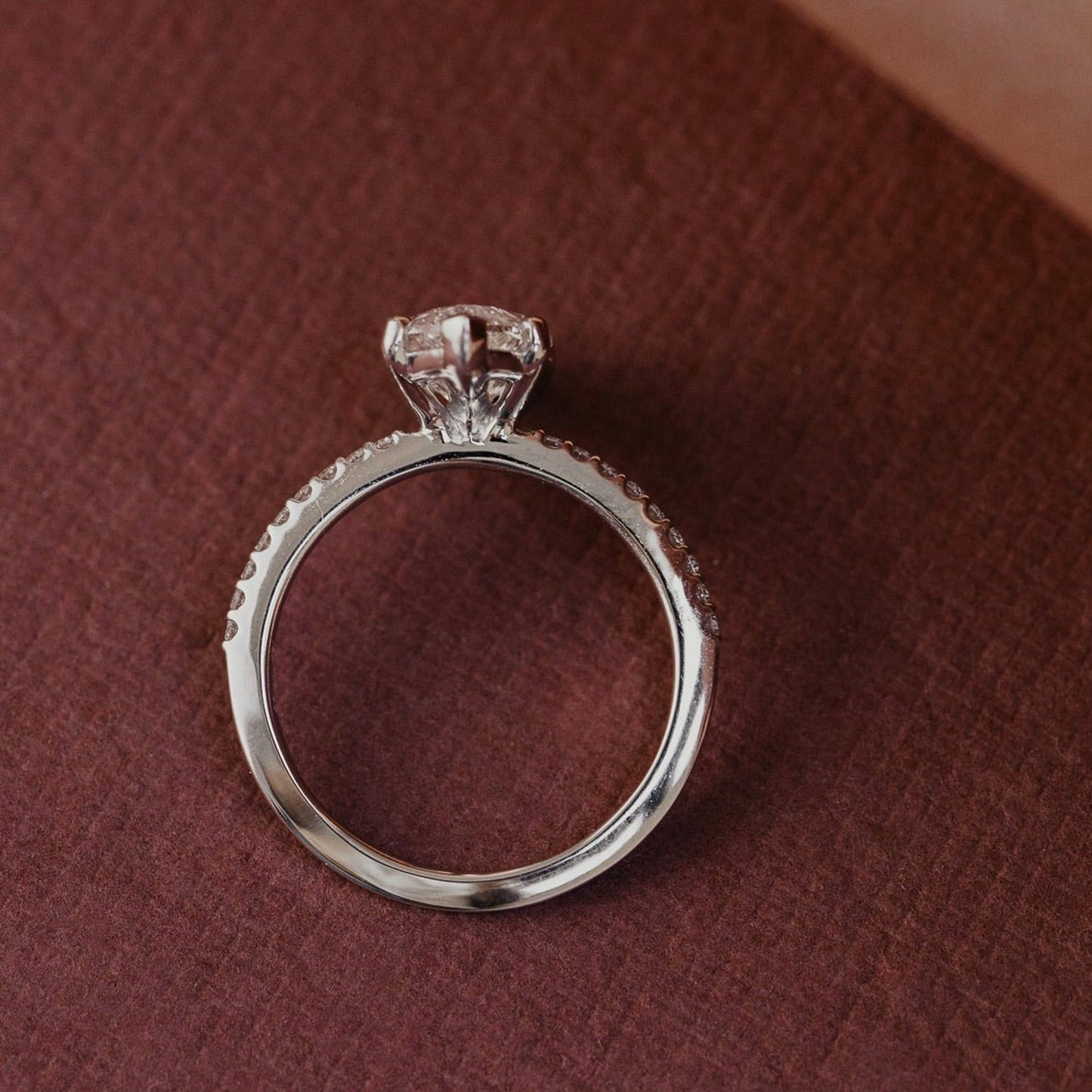 Teardrop Pear Moissanite Ring, Rose Gold Solitaire Engagement Wedding Fine Jewelry With Brilliance