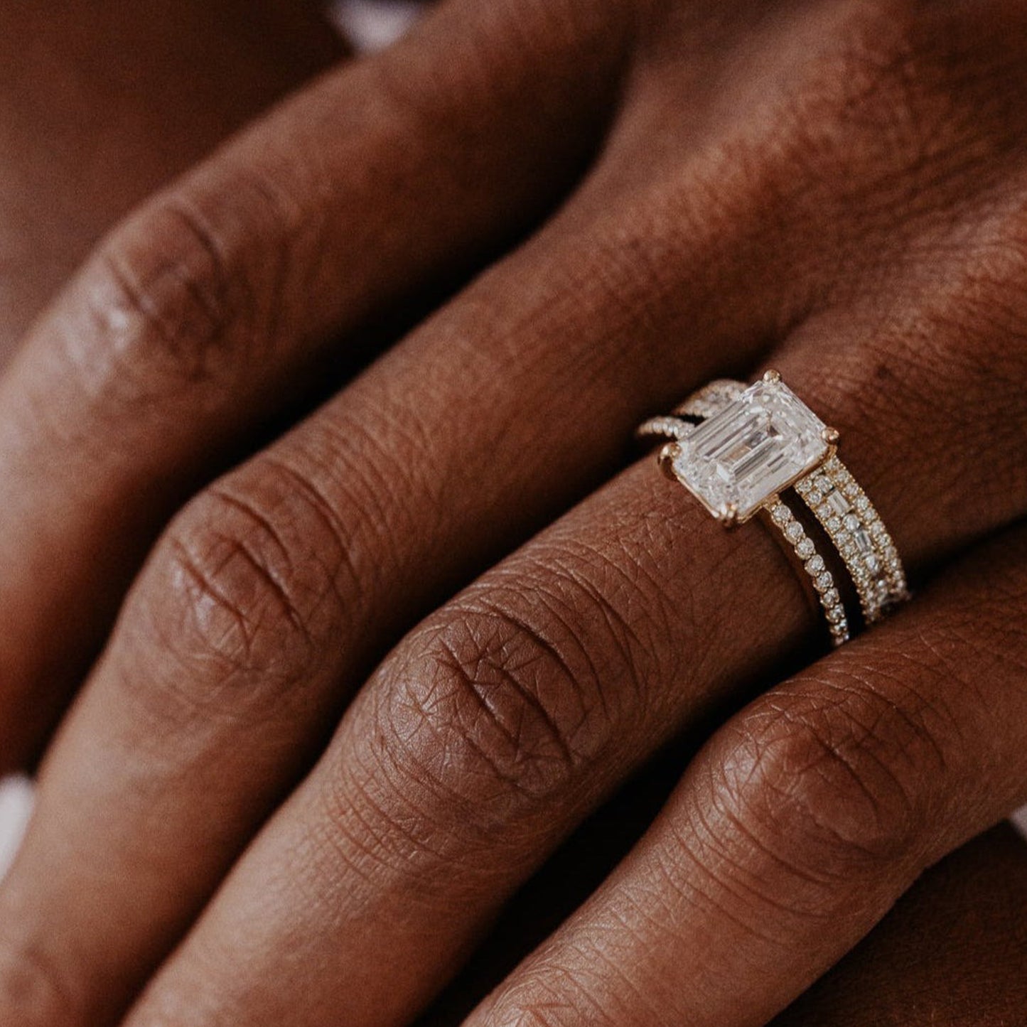 Baguette Diamond Wedding Band, Three Row Eternity Ring Fine Jewelry With Channel Setting And Brilliance