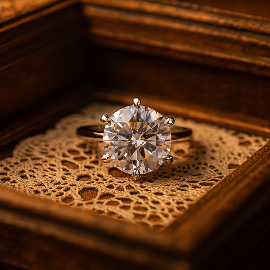 Classic round brilliant-cut diamond solitaire engagement ring Timeless Elegance