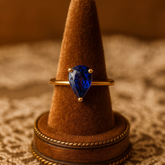 Stunning Pear Blue Moissanite Engagement Ring 1ct VVS1 Clarity Solitaire Setting Aquamarine Sapphire Color