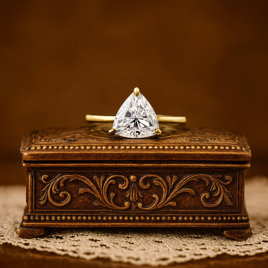 Diiro Trillion Cut Moissanite Wedding Ring For September Birthstone With Radiant Diamond Glow.