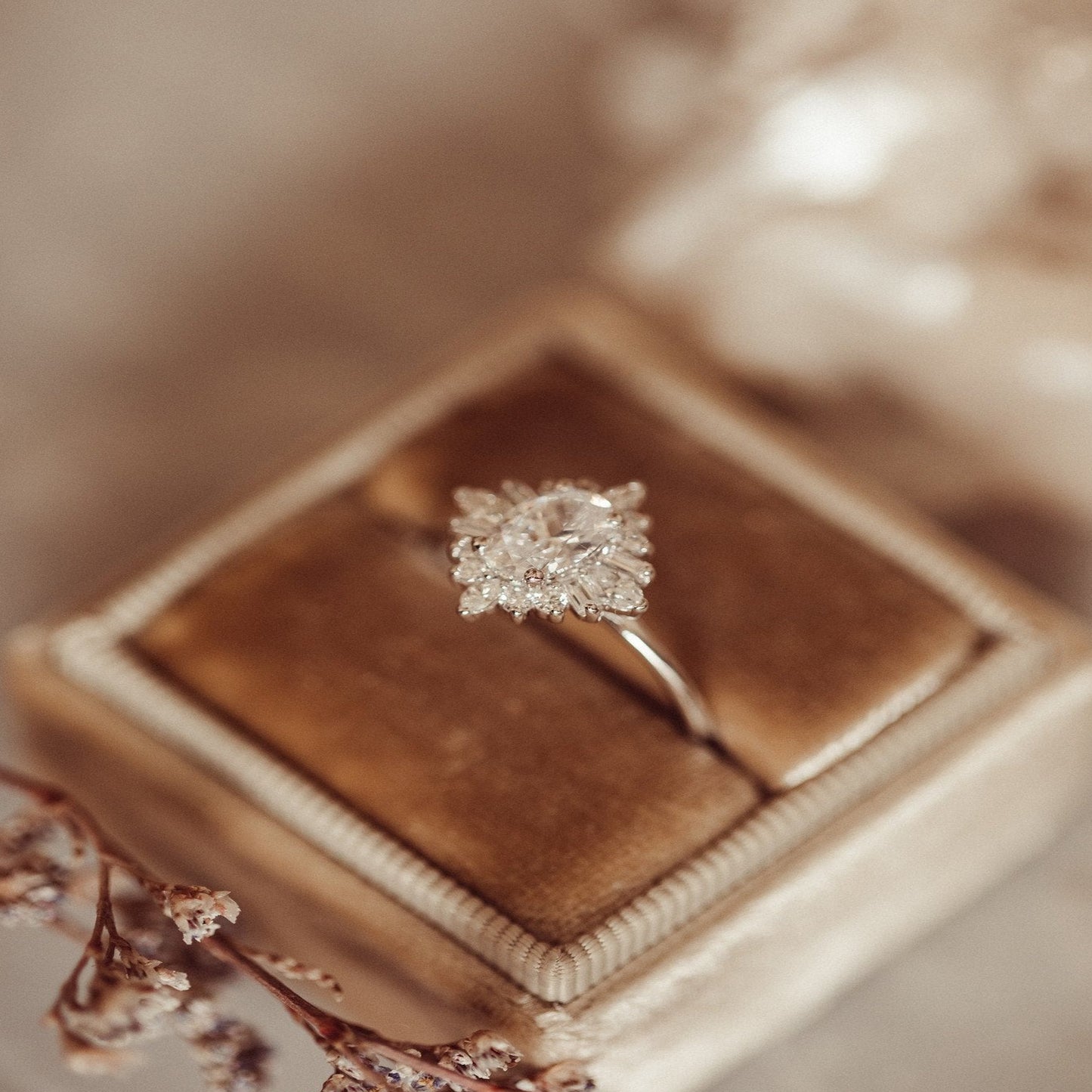 Oval Cut Moissanite Ring, Marquise & Baguette Accents 14K Gold Engagement Fine Jewelry With VVS1