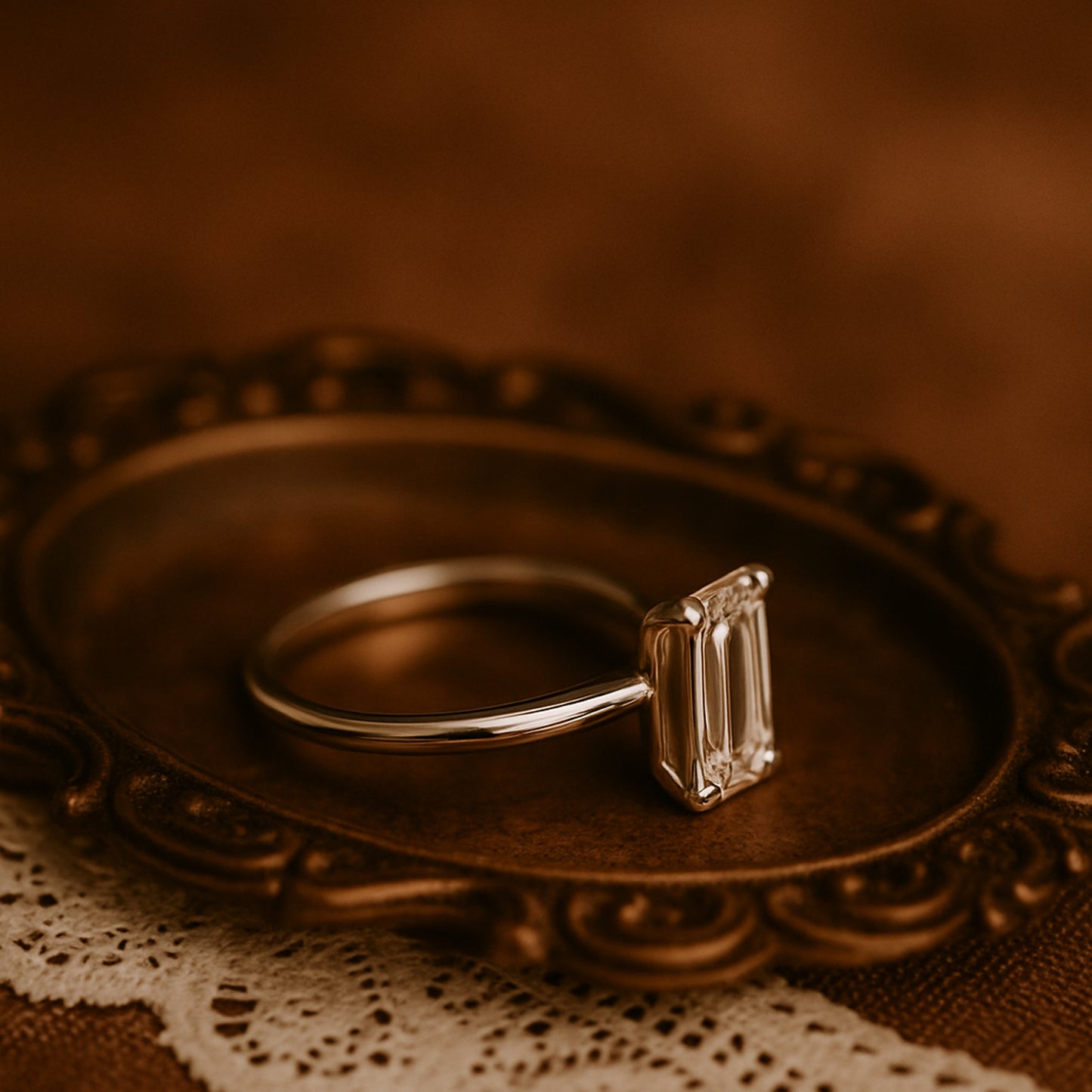Luxury Emerald Cut Solitaire Moissanite Ring Resembling Diamond Engagement Style For Modern Brides
