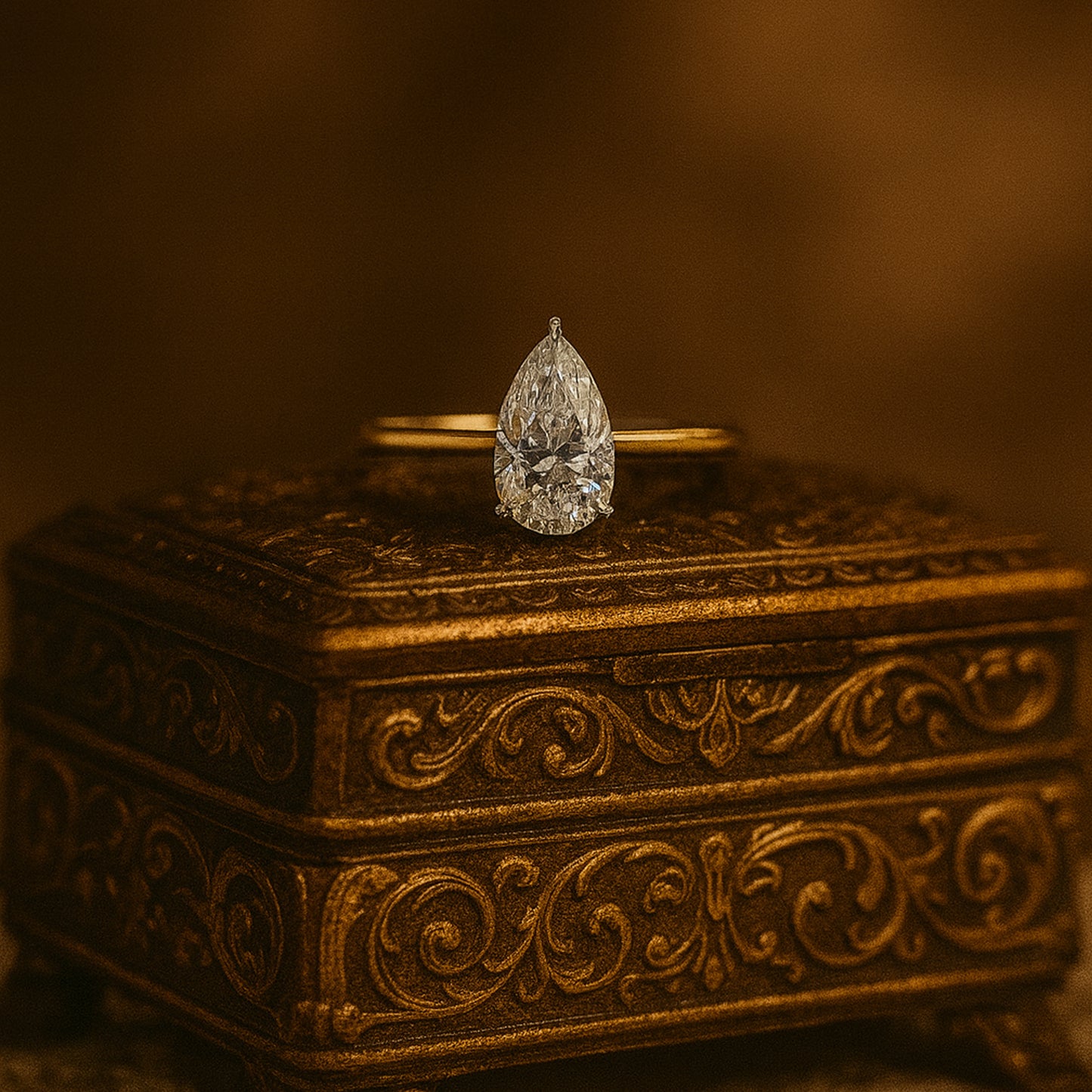 September Born Birthstone Pear Cut Moissanite Solitaire Ring For Proposal Featuring Brilliant Clarity And Elegant Gold Band