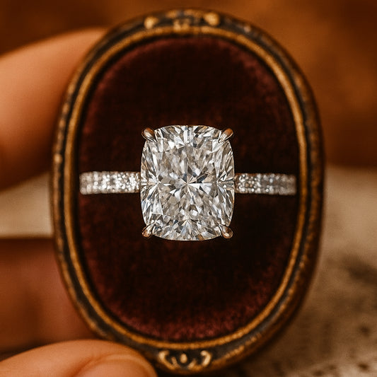 Cushion Cut Moissanite Engagement Ring In White Gold – Classic Solitaire Design