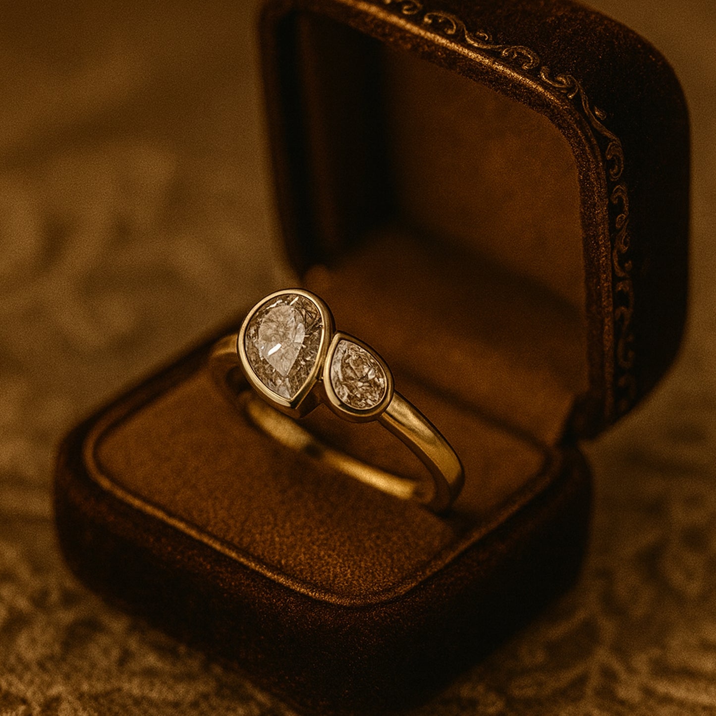Pear Cut Bezel Set Toi Et Moi Diamonds Wedding Bands for Woman