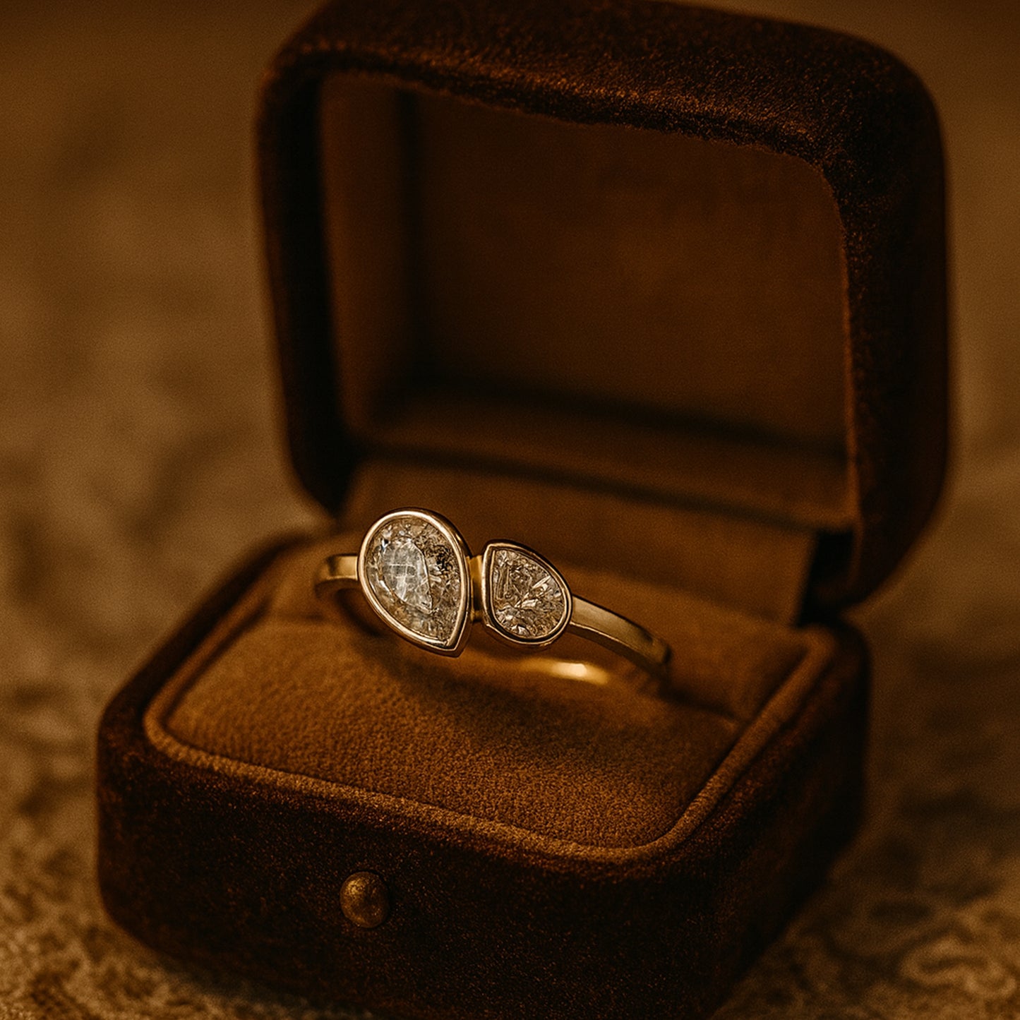 Pear Cut Bezel Set Toi Et Moi Diamonds Wedding Bands for Woman