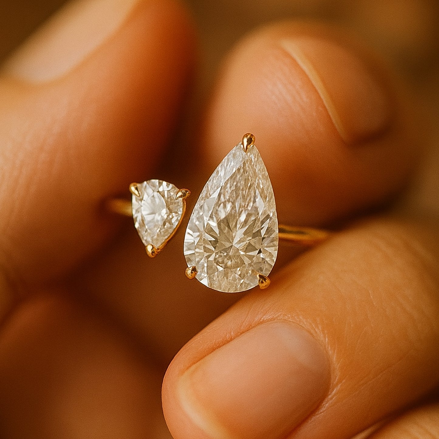 Romantic Toi Et Moi Moissanite Proposal Ring With Pear Shaped Double Stones Offering Diamond Alternative Fire And Beauty