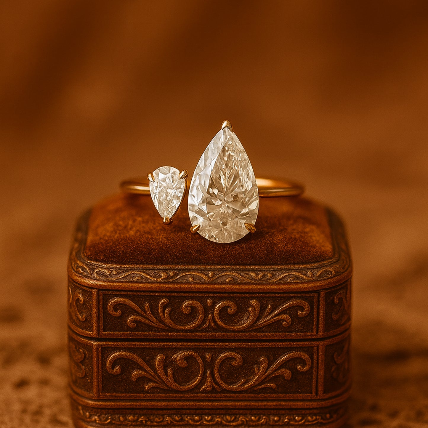 Elegant Double Stone Toi Et Moi Engagement Ring With Pear Cut Moissanite Stones And Dazzling Diamond Inspired Shine