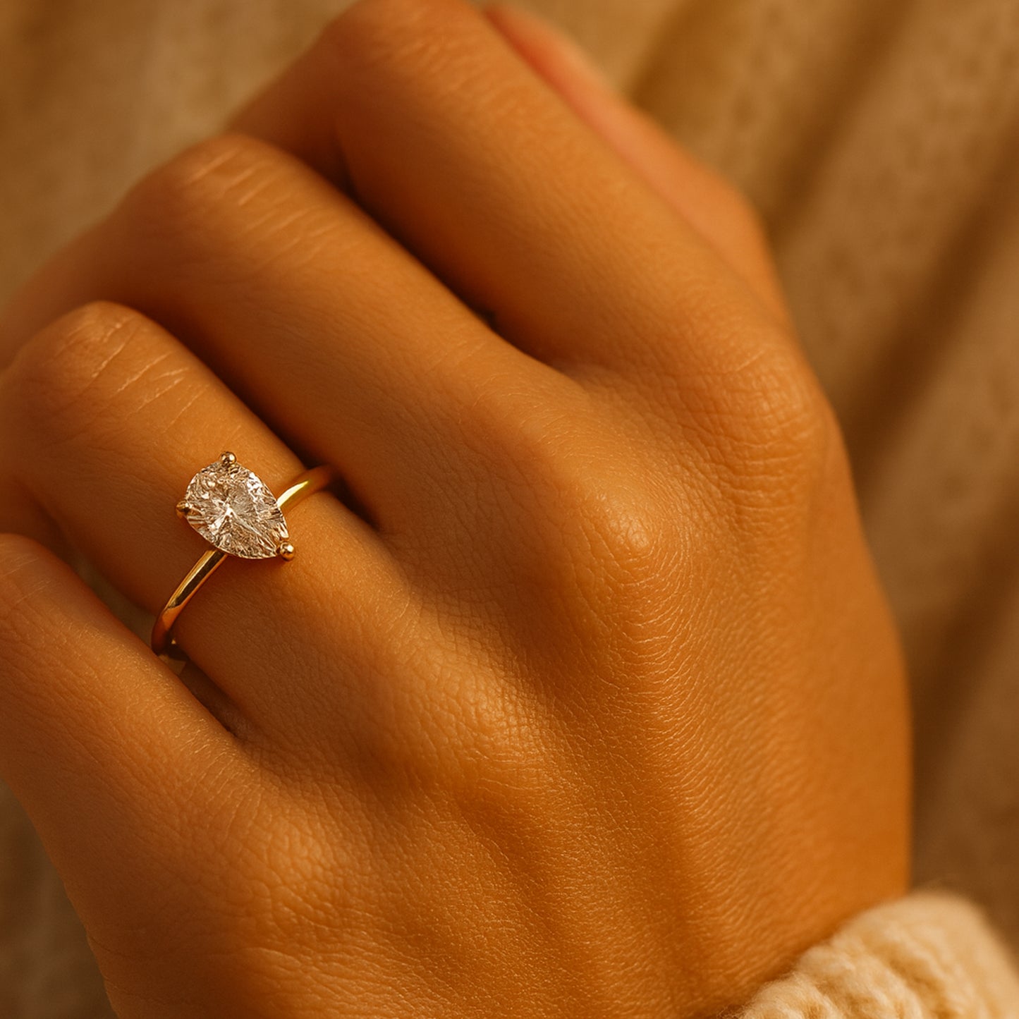 Timeless Wedding Ring For Her With Pear Shaped Moissanite Gem, A Brilliant Diamond Alternative For Every Occasion.